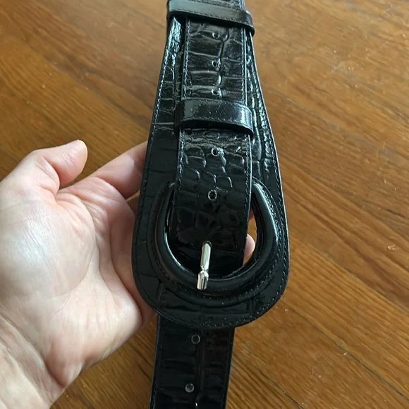 Anne Fontaine Maldivia black croc embossed belt - Picture 6 of 10